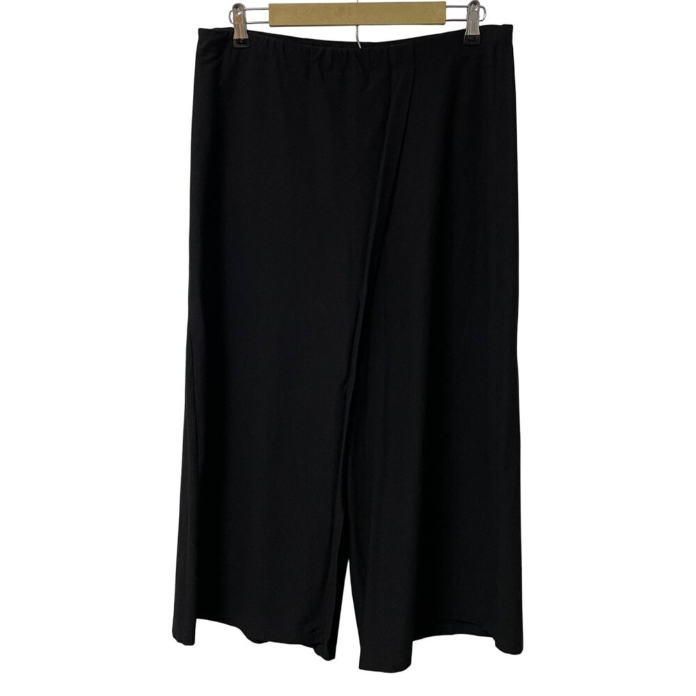 EILEEN FISHER PANTS FLOWY 78121 SIZE M BLACK MINIMALIST WIDE LEG STRETCH CAPSULE
